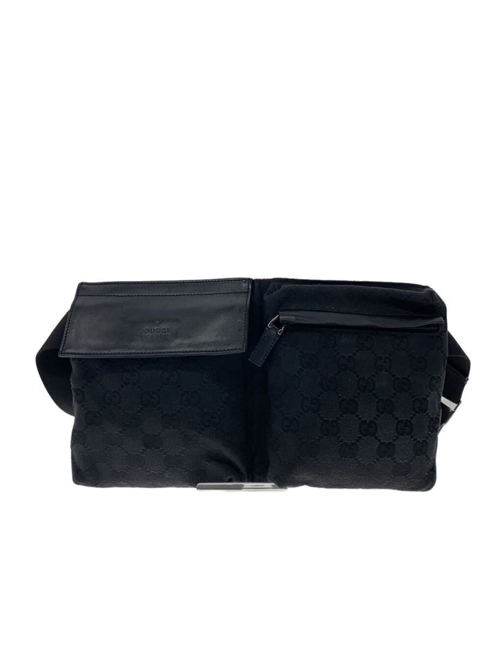 Gucci Waist Belt Crossbody Bag GG Canvas Black All over